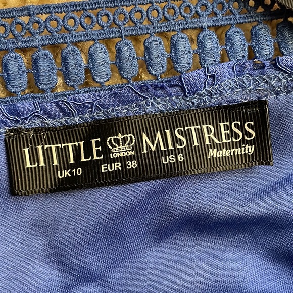 ASOS Little Mistress Maternity Lace Dress Blue  off the shoulder - Picture 8 of 11